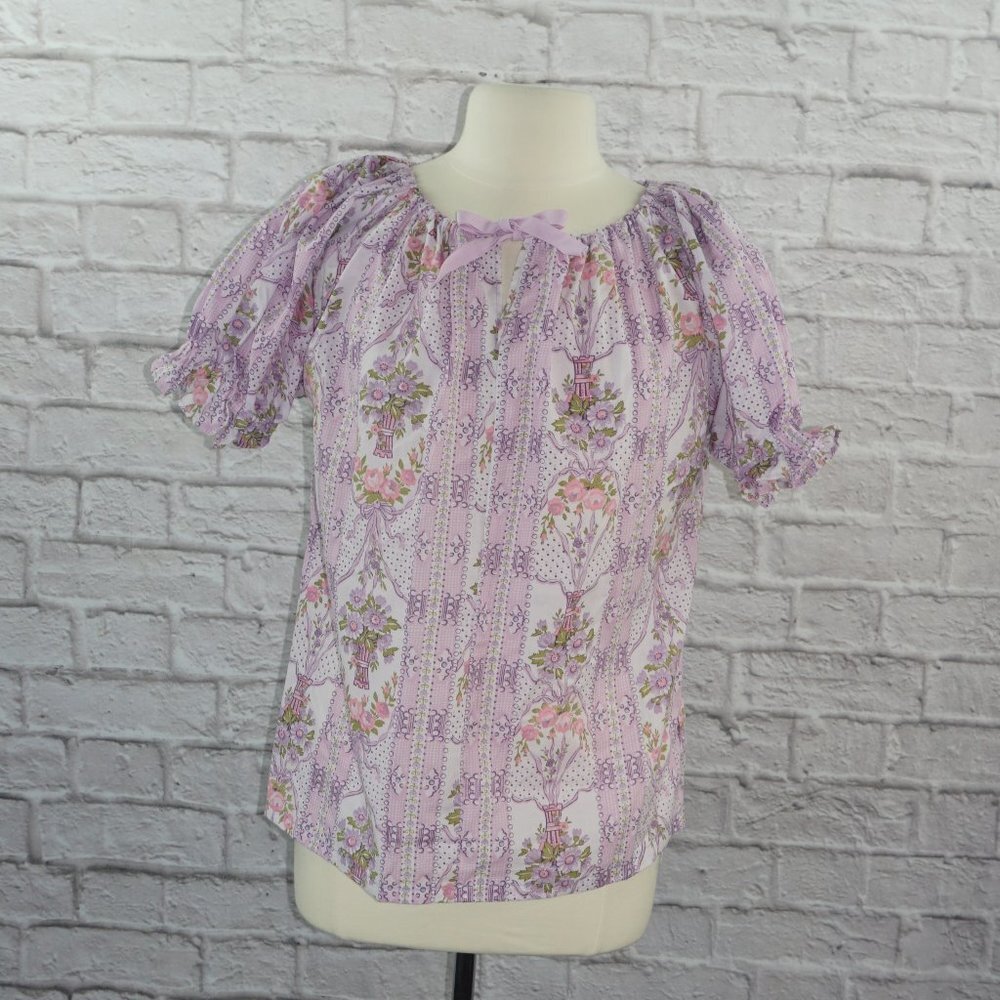 Vintage 70s Handmade Floral Peasant Top